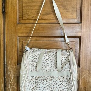 Leopard Print Beige Duffel Bag that zips into Crossbody!!!